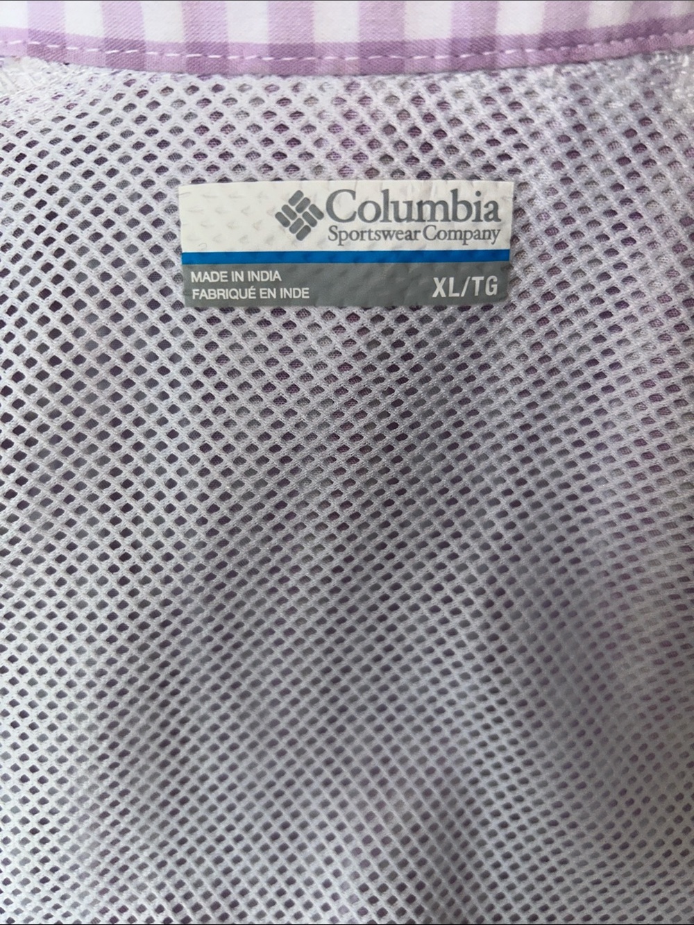 Columbia PFG Women's Lavender Gingham Button-Up Shirt. Great shape. Size XL - Picture 8 of 9